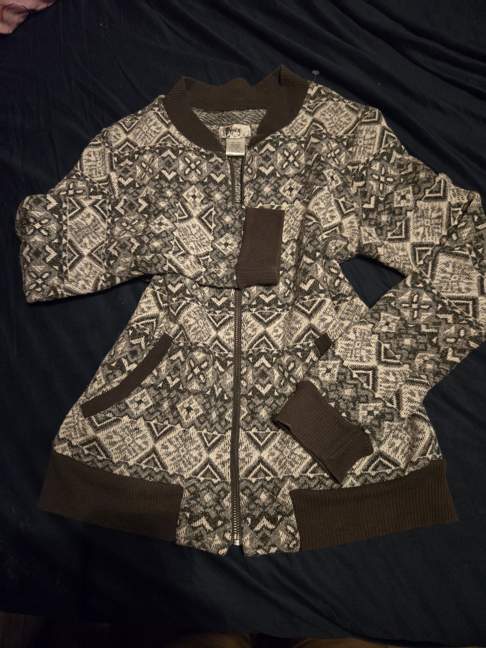 Nightcap Gray & Brown Patterned Bomber Jacket